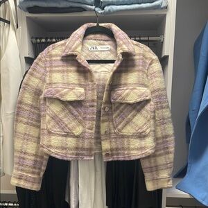 Zara Multicolor Plaid Cropped Jacket